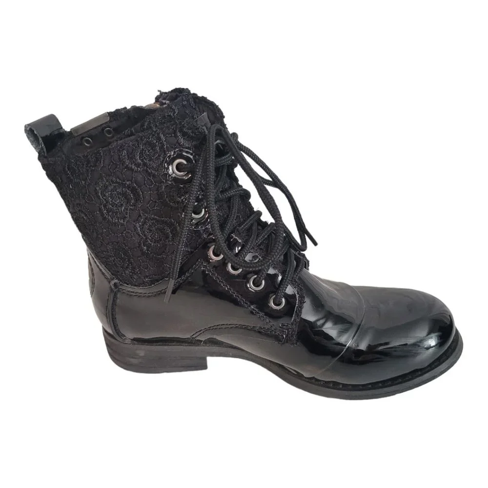 Free People Bunker Sara Black Patent Leather Boots - Picture 7 of 12